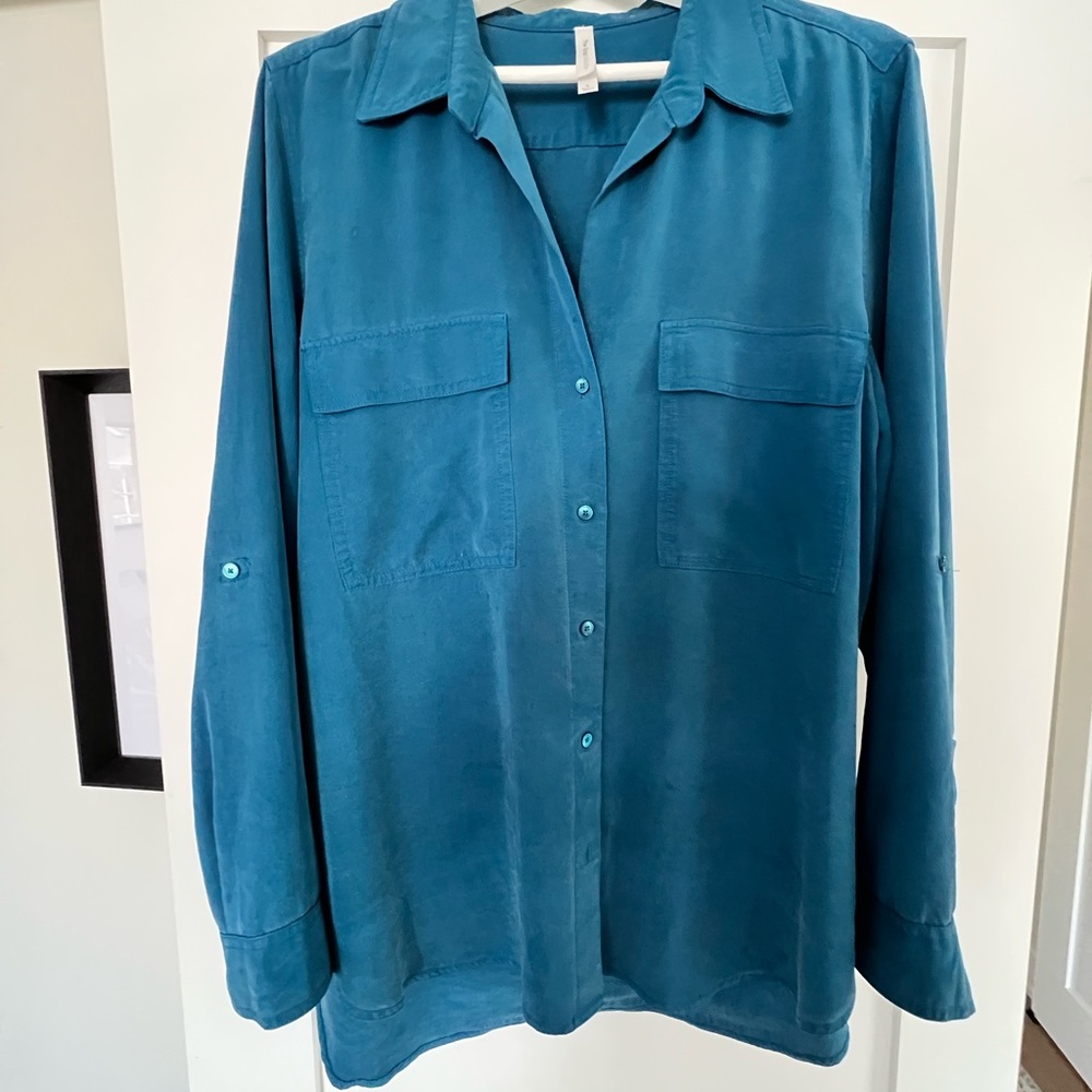 Aritzia Teal Blouse